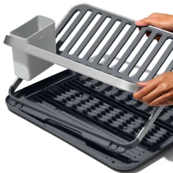 OXO Good Grips Aluminium Fold Flat Dish Rack - Grey