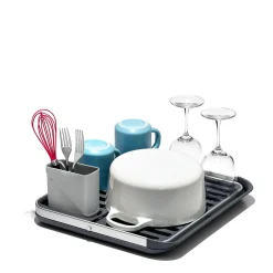 OXO Good Grips Aluminium Fold Flat Dish Rack - Grey