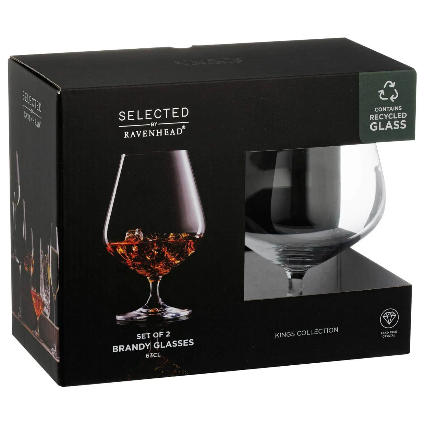 Ravenhead Kings Set of 2 63cl Crystal Brandy Glasses