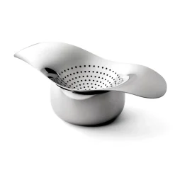 Robert Welch Drift 18|10 Mirror Polished Stainless Steel Tea Strainer with Bowl