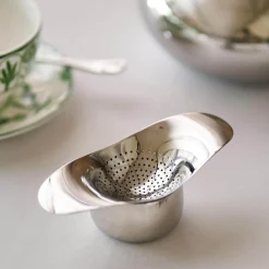 Robert Welch Drift 18|10 Mirror Polished Stainless Steel Tea Strainer with Bowl