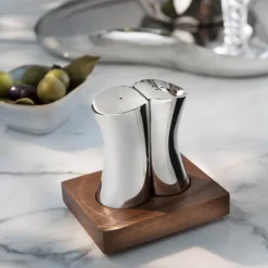 Robert Welch Drift Salt & Pepper Shakers with Walnut Base