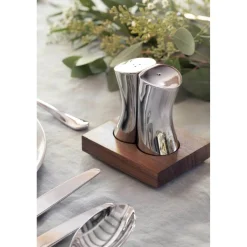 Robert Welch Drift Salt & Pepper Shakers with Walnut Base