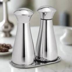 Robert Welch Signature 16.5cm Salt & Pepper Mills with Tray - Bright