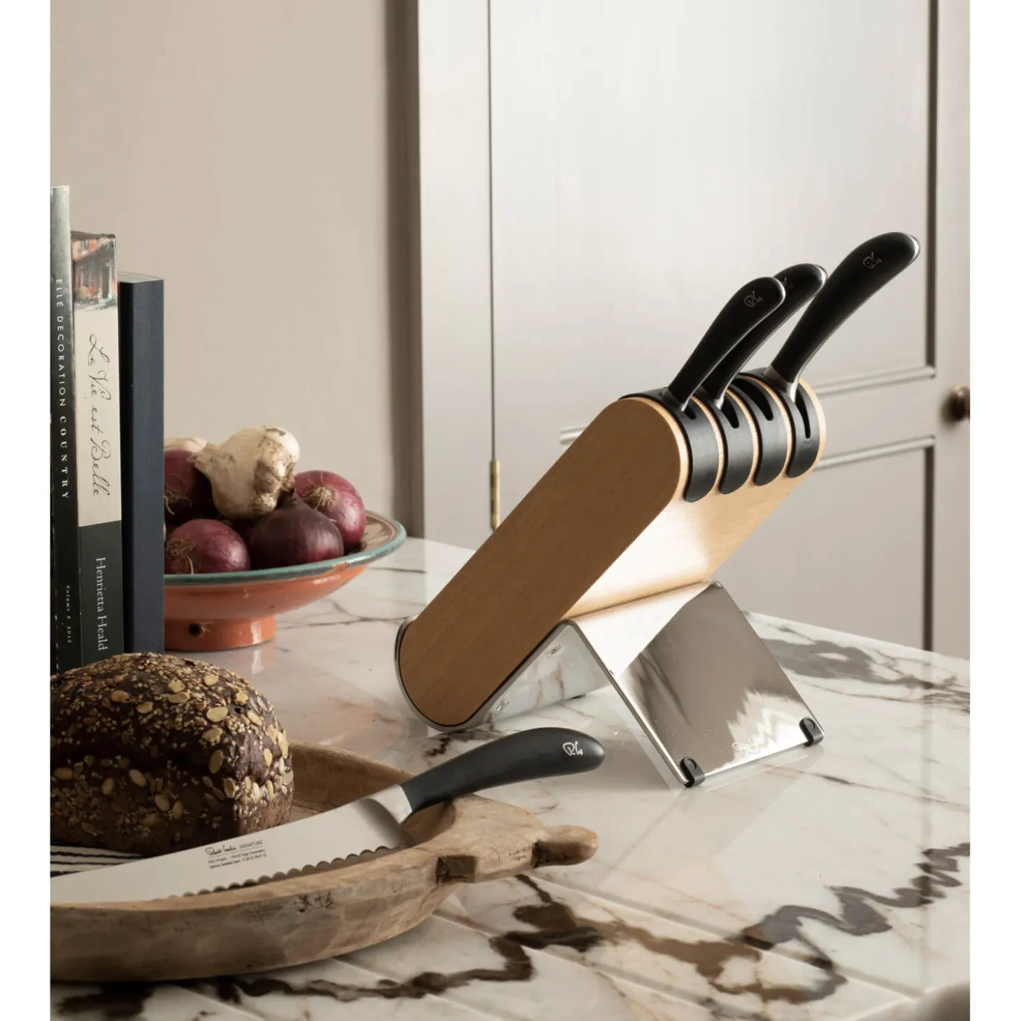 Robert Welch Signature Q 5-Piece Ash Kitchen Knife Block Set