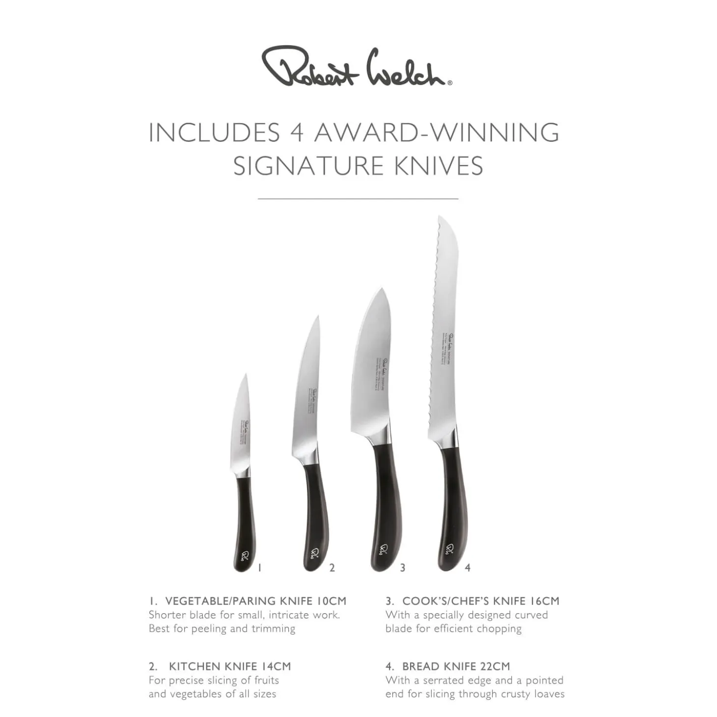 Robert Welch Signature Q 5-Piece Ash Kitchen Knife Block Set