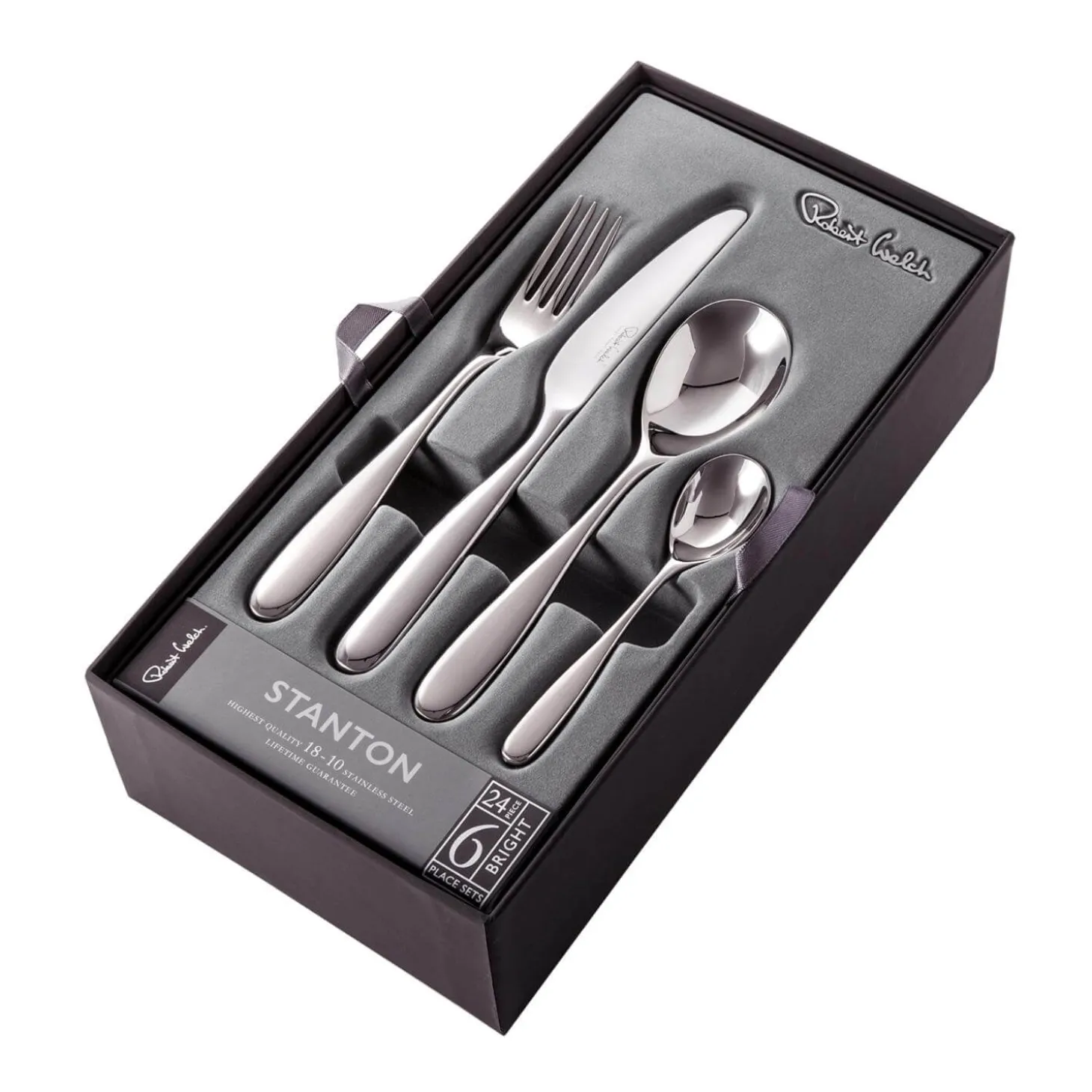 Robert Welch Stanton Bright Stainless Steel Cutlery Set - 24 Piece