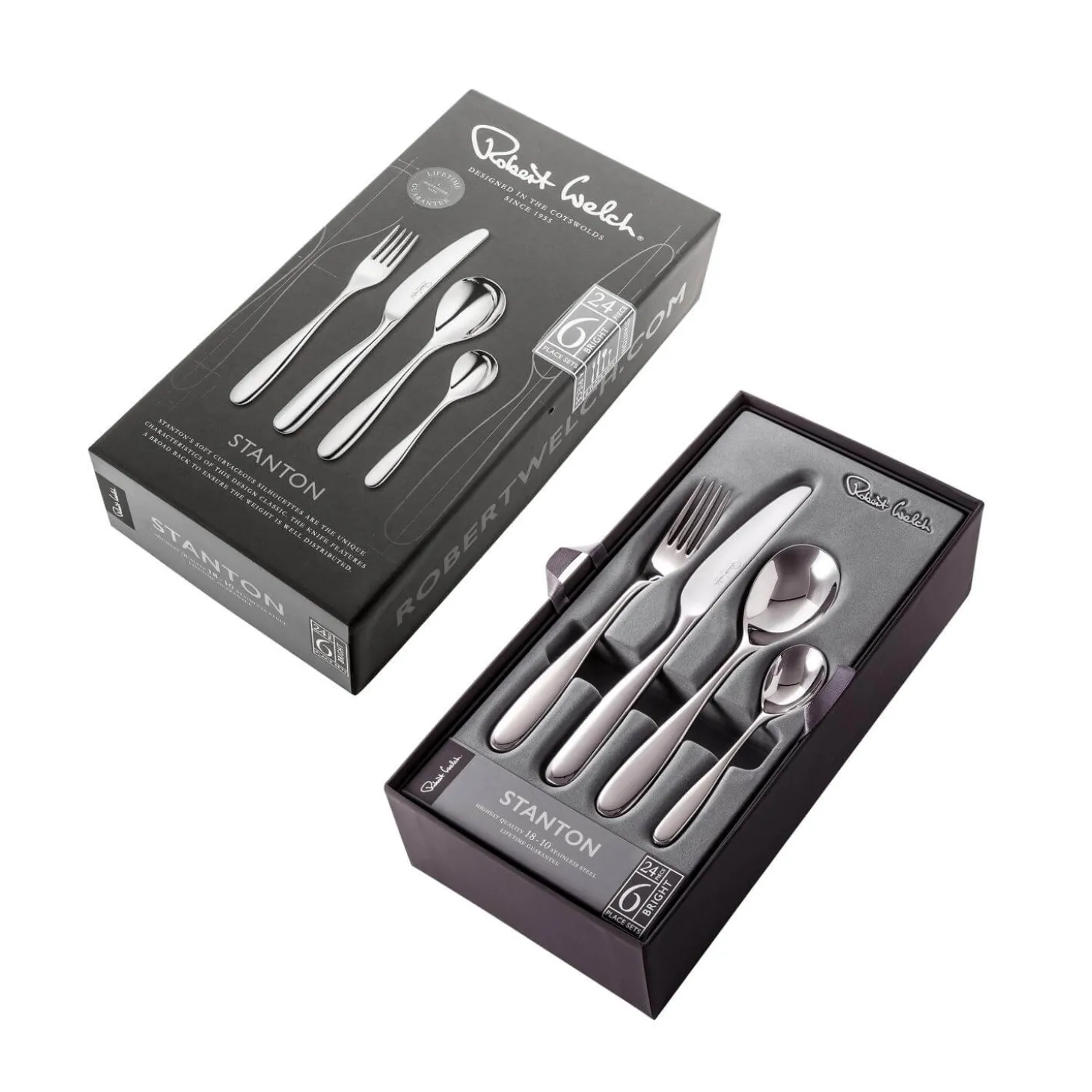 Robert Welch Stanton Bright Stainless Steel Cutlery Set - 24 Piece