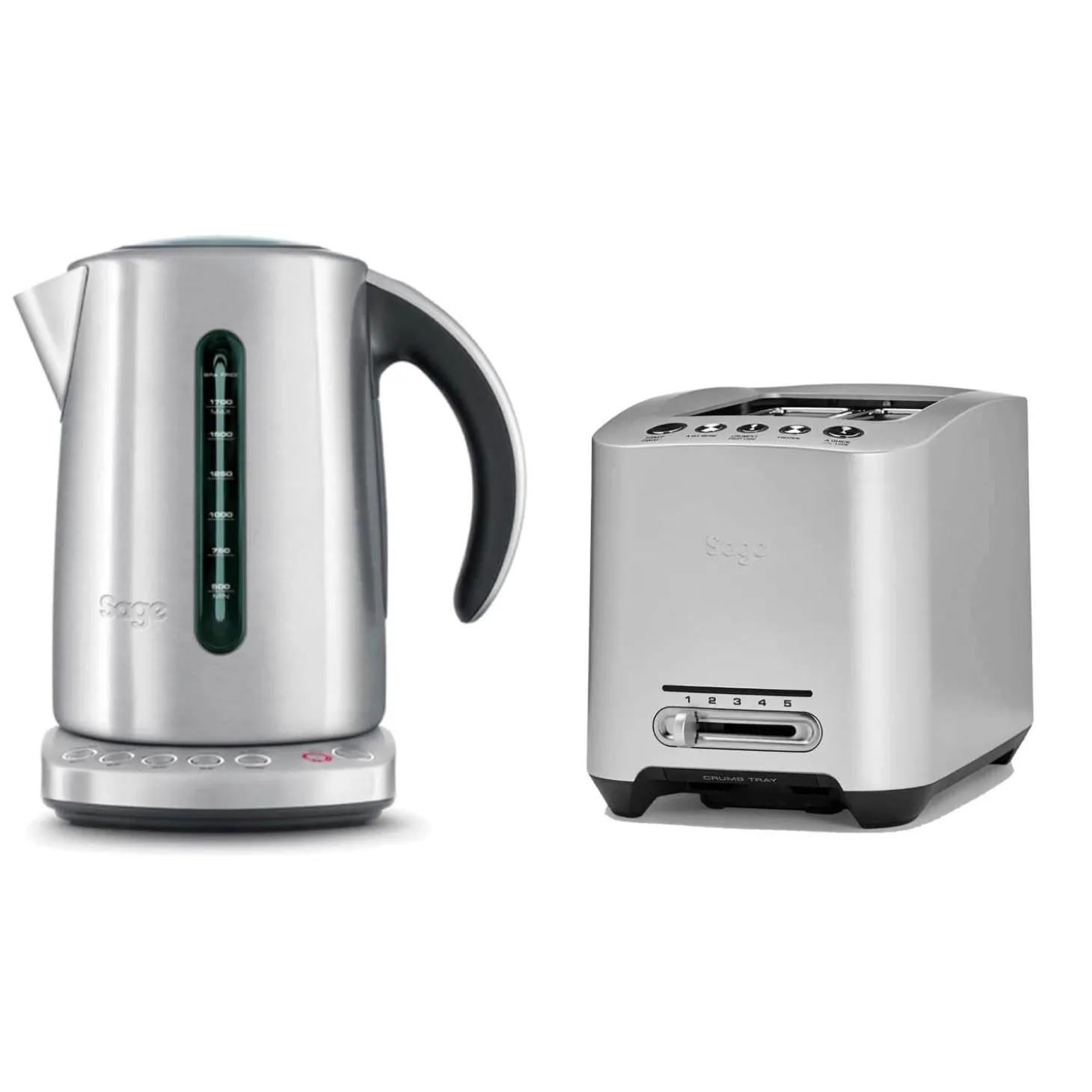 Sage Appliances Smart Kettle and 2 Slice Toaster Set - Stainless Steel