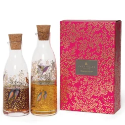 Sara Miller Chelsea Gold Leaves & Birds Glass Oil & Vinegar Set