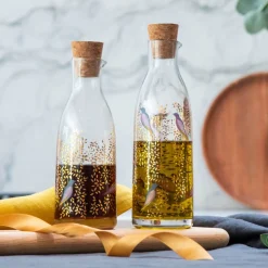 Sara Miller Chelsea Gold Leaves & Birds Glass Oil & Vinegar Set