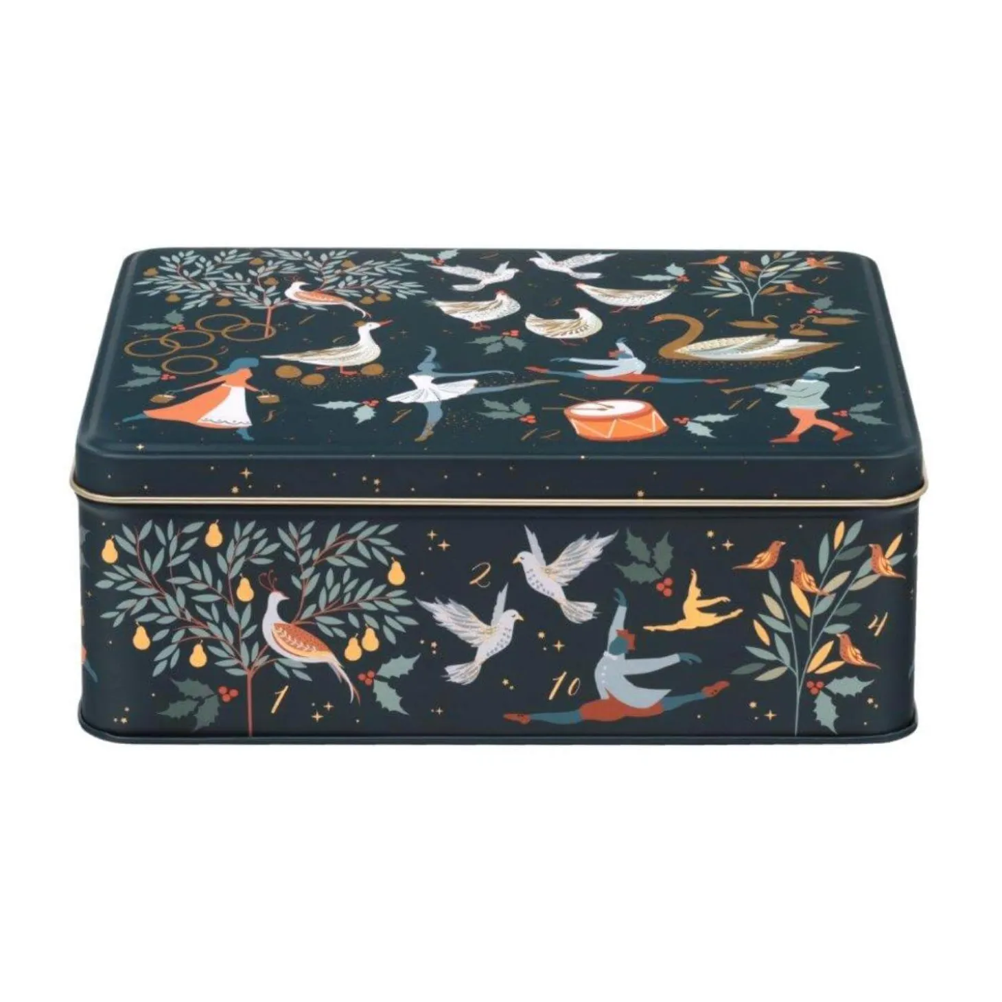 Sara Miller Christmas Deep Rectangular Tin - 12 Days of Christmas