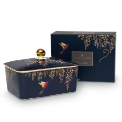 Sara Miller London Chelsea Covered Butter Dish - Navy Hummingbird