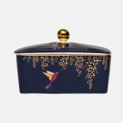 Sara Miller London Chelsea Covered Butter Dish - Navy Hummingbird
