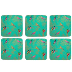 Sara Miller London Chelsea Green Birds Coasters - Set of 6