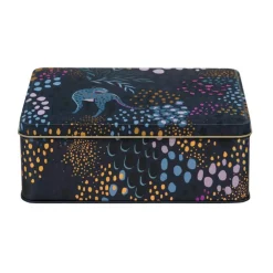 Sara Miller London Deep Rectangular Tin - Midnight Leopard