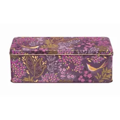 Sara Miller London Haveli Garden Long Deep Rectangular Tin - Plum Songbird