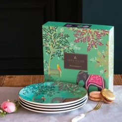 Sara Miller London India Set Of 4 Cake Plates - Assorted