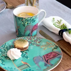 Sara Miller London 340ml Elephant Oasis India Mug - Light Jade