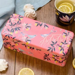 Sara Miller London Orchard Birds Deep Rectangular Tin - Coral