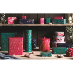 Sara Miller London Tall Rectangular Tin - Green Birds