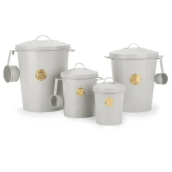 Scruffs 2 Litre Steel Pet Food Storage Cantina with Lid - Light Grey