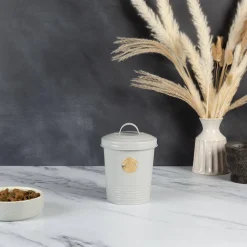 Scruffs 2 Litre Steel Pet Food Storage Cantina with Lid - Light Grey