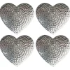 Selbrae House Flat Hammered Aluminium Set of 4 Heart Coasters - Silver