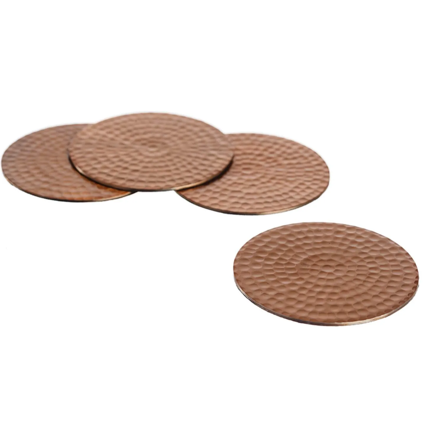 Selbrae House Flat Hammered Stainless Steel Set of 4 Coasters - Copper
