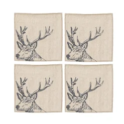 Selbrae House Set of 4 Linen Napkins - Stag