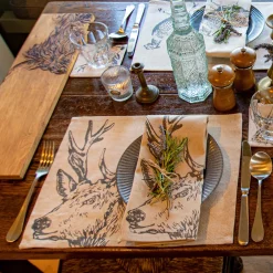 Selbrae House Set of 4 Linen Napkins - Stag