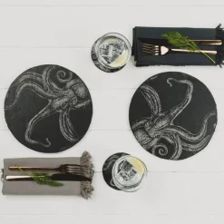 Selbrae House Set of 2 Round Slate Place Mats - Octopus