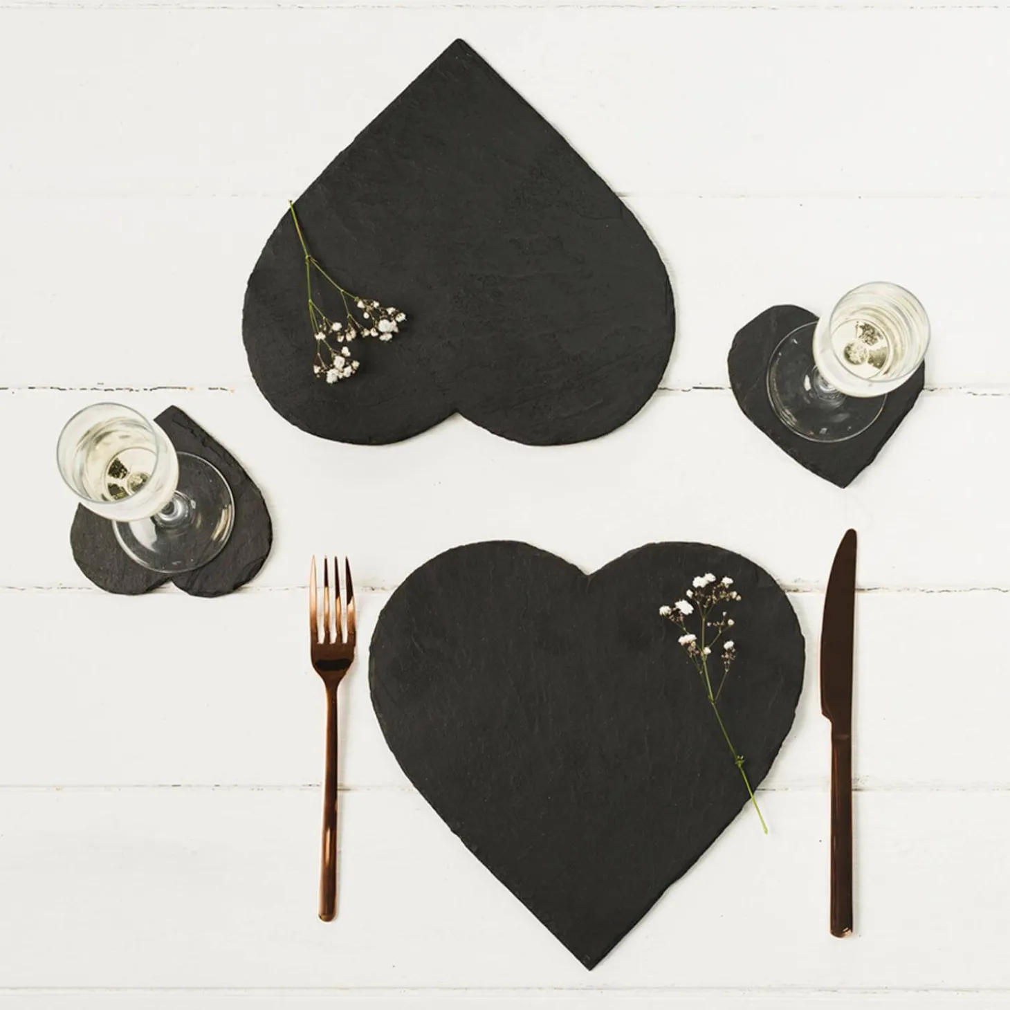 Selbrae House Set of 2 Slate Placemats - Heart