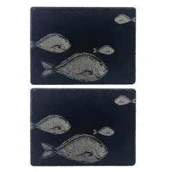 Selbrae House Set of 2 Slate Placemats - Fish Repeat