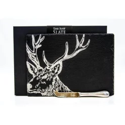 Selbrae House Slate Cheese Board & Knife Set - Stag