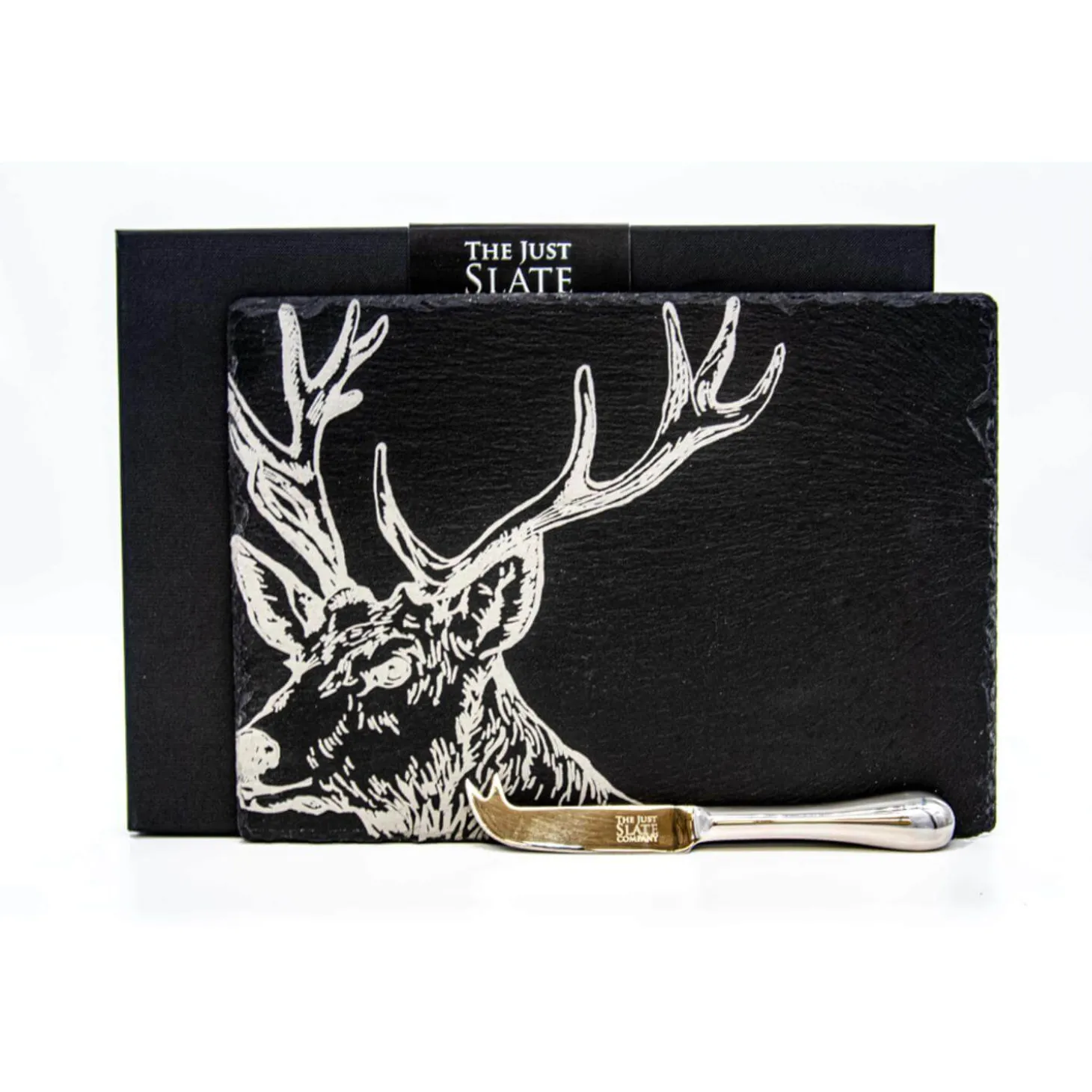 Selbrae House Slate Cheese Board & Knife Set - Stag