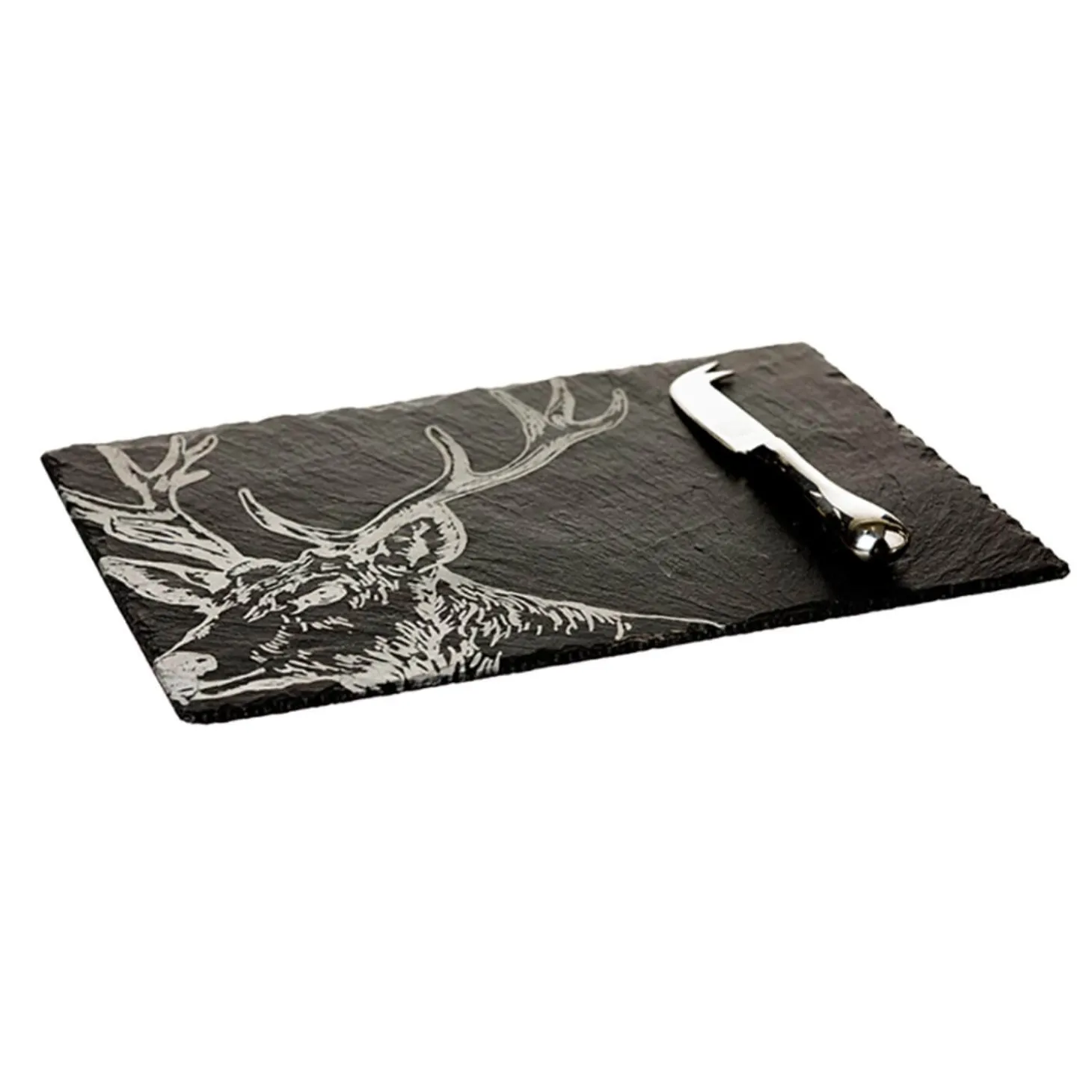 Selbrae House Slate Cheese Board & Knife Set - Stag