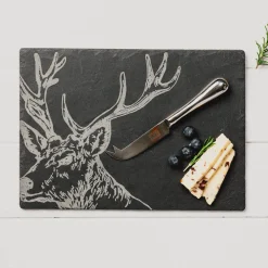 Selbrae House Slate Cheese Board & Knife Set - Stag