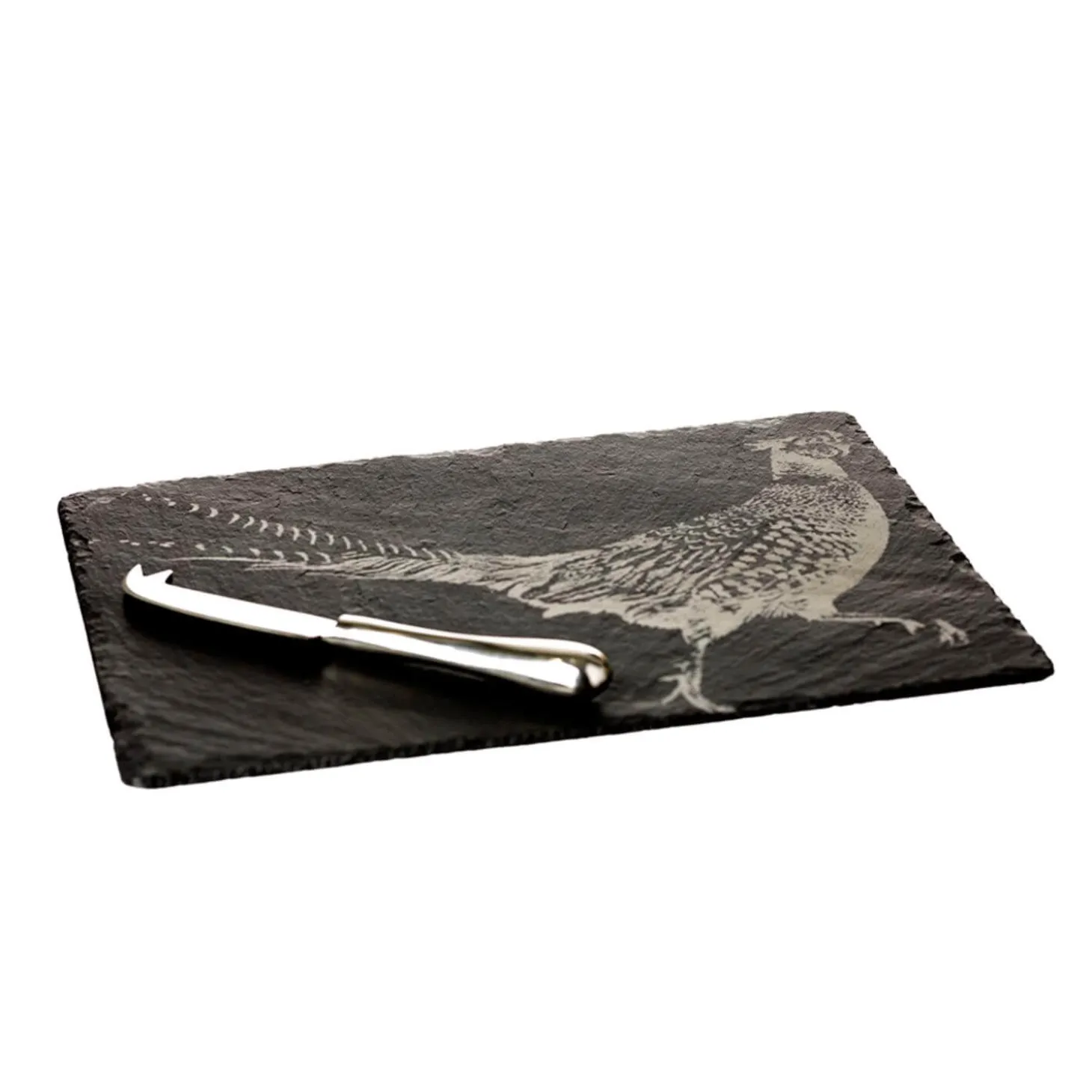 Selbrae House Slate Cheese Board & Knife Set - Pheasant