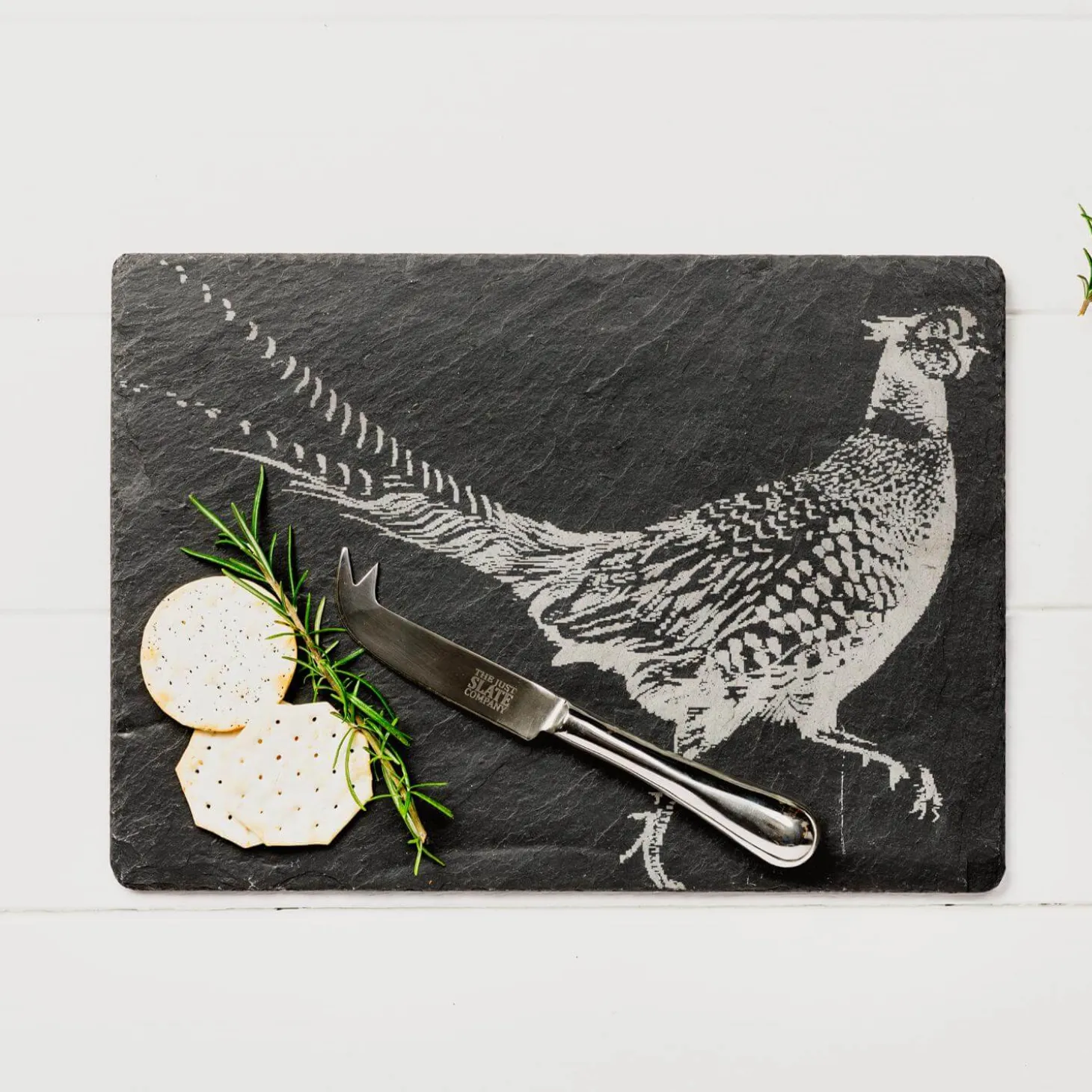 Selbrae House Slate Cheese Board & Knife Set - Pheasant