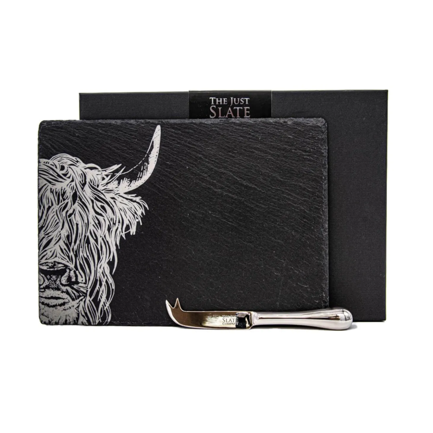Selbrae House Slate Cheese Board & Knife Set - Highland Cow