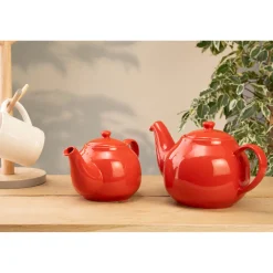 Siip 2 Cup Solid Glaze Stoneware Teapot - Red