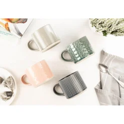 Siip Embossed Chevron Stoneware 300ml Mug - Grey