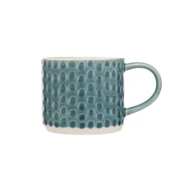 Siip Embossed Circle Stoneware 300ml Mug - Green
