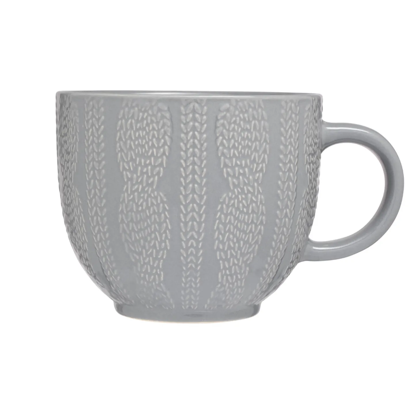 Siip Embossed Knit Stoneware 420ml Mug - Grey