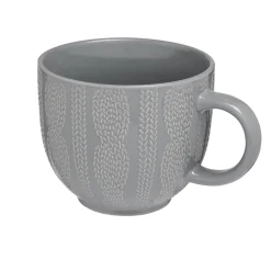 Siip Embossed Knit Stoneware 420ml Mug - Grey