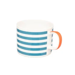Siip Horizontal Stripe Short China 300ml Mug - Blue