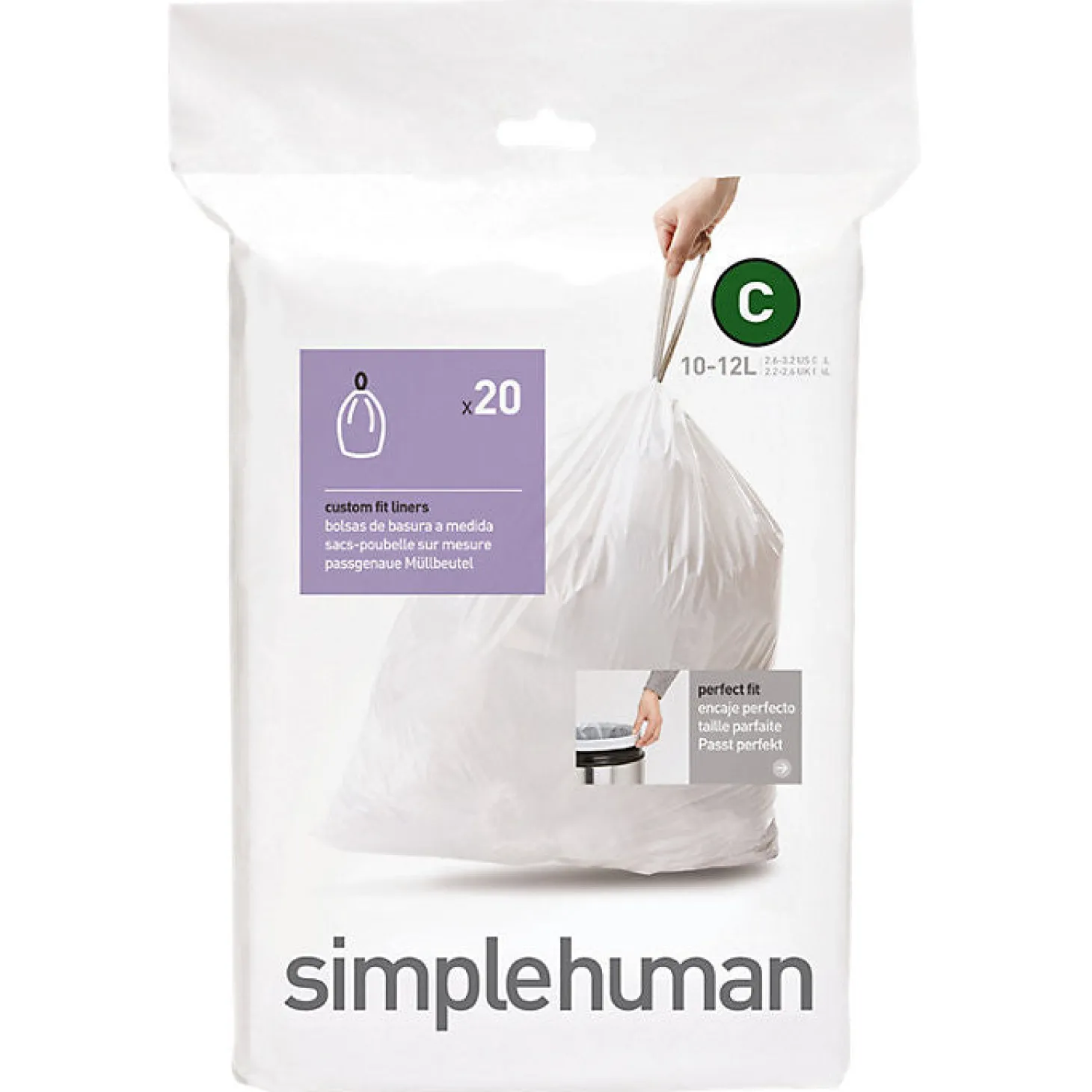 Simplehuman Code C Sure-Fit Bin Liners - Pack of 20