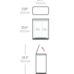 Simplehuman Fingerprint-Proof 46 Litre Kitchen Bin - Brushed Stainless Steel