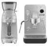 Smeg EMC02BLMUK Mini Pro Espresso Matte Black Coffee Machine & CGF02SSUK Mini Pro Stainless Steel Coffee Grinder